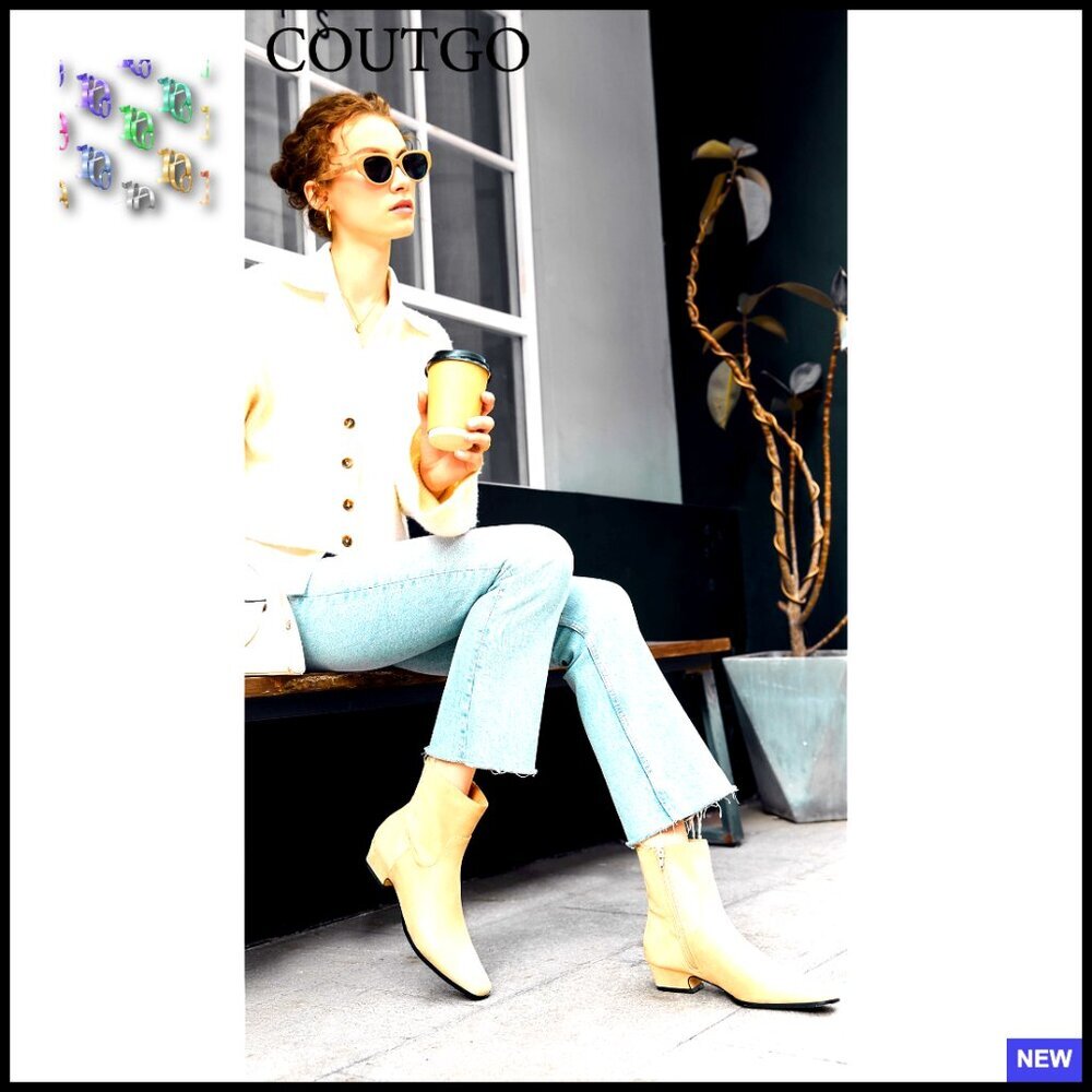 Chunky Heel Ankle Boots Square Toe Side Zipper Dressy Fall Booties Retro - Picture 6 of 6